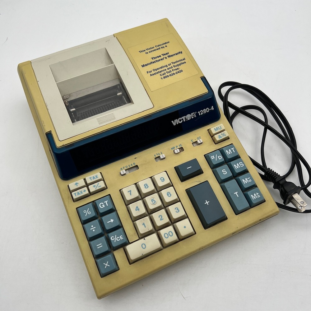 Victor 1280-4 Desktop Printing Calculator 12 Digit Adding Machine Vintage Office